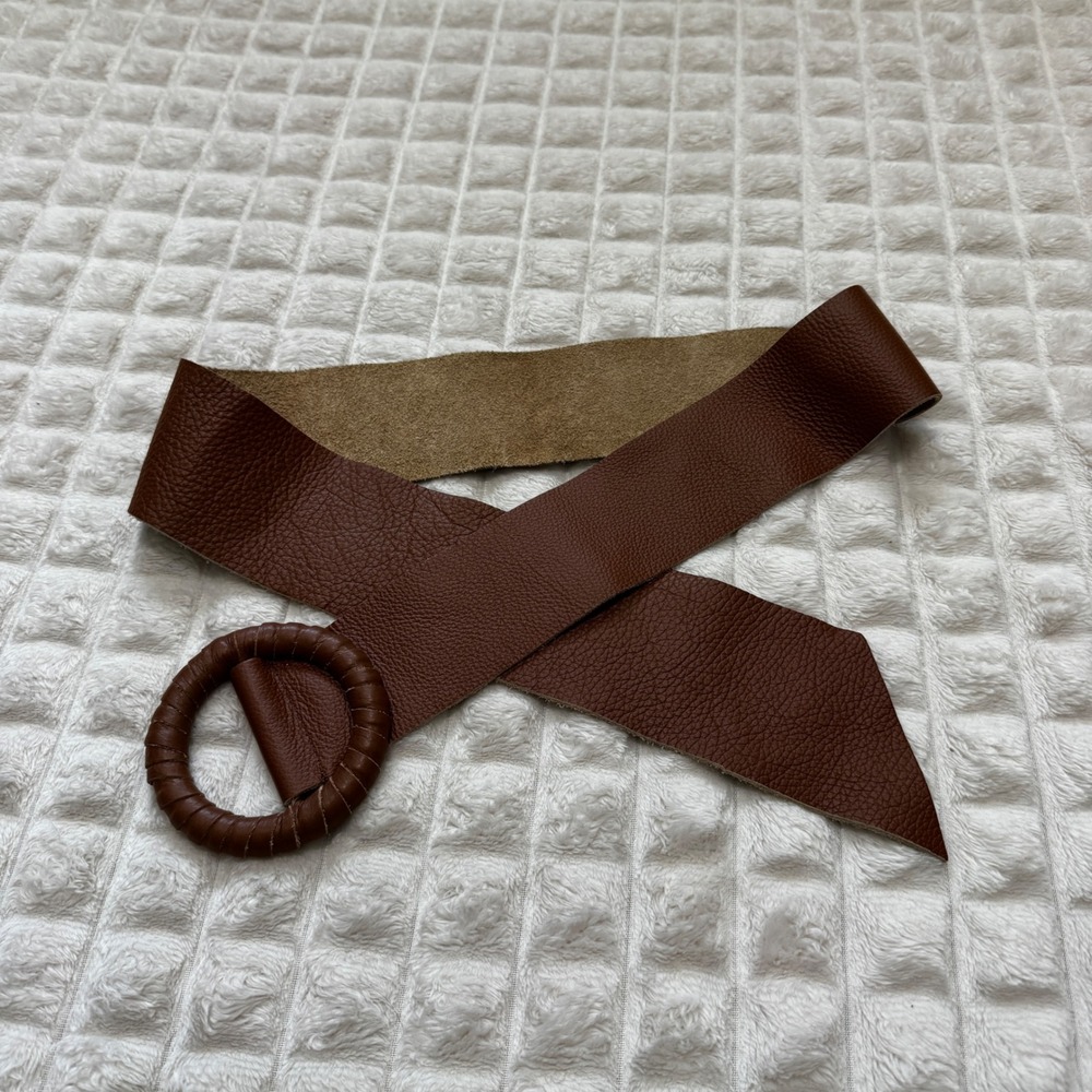Vera Pelle One Size Camel Brown Leather Adjustable Belt Boho Festival Sid